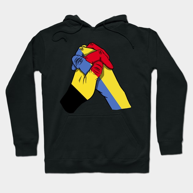 Belgium and Ukraine Flags Holding Hands Ukraine Belgium Roots Hoodie by BramCrye